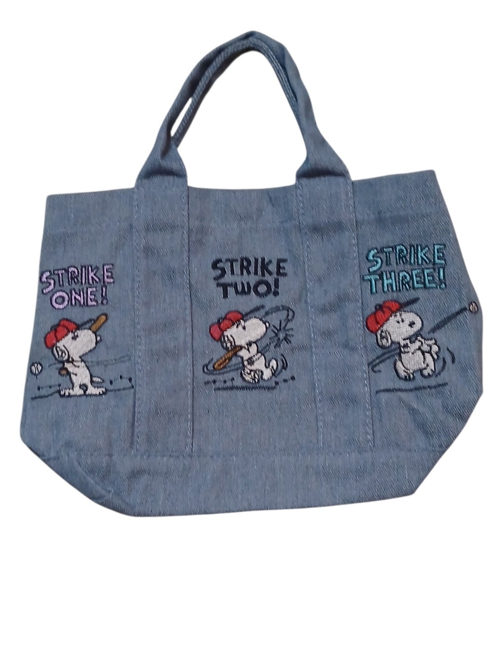 Peanuts - Canvas,Denim Look,Japanese Style Embroiderd Snoopys, Playing Baseball